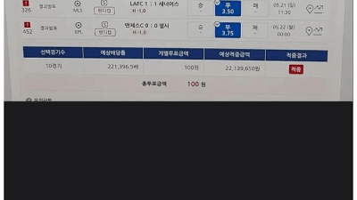 재미삼아 토토 100원 넣고 2200만원 따버림